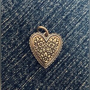 James Avery Retired heirloom heart charm bronze & silver.  Has a good stamp